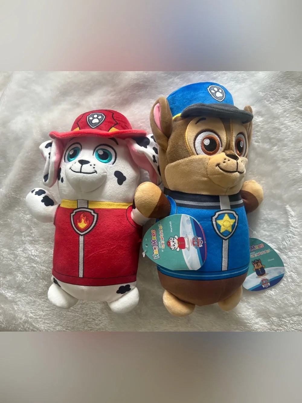 NWT Squishmallow Hug Mees Paw Patrol Chase & Paw Patrol Marshall 10in Plushes